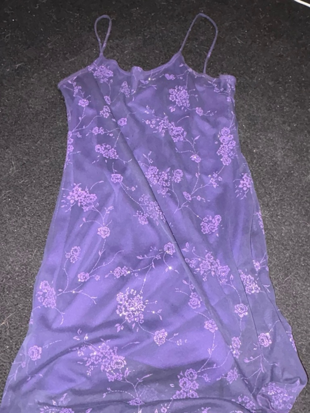 Purple Floral Slip Dress with Spaghetti Straps
